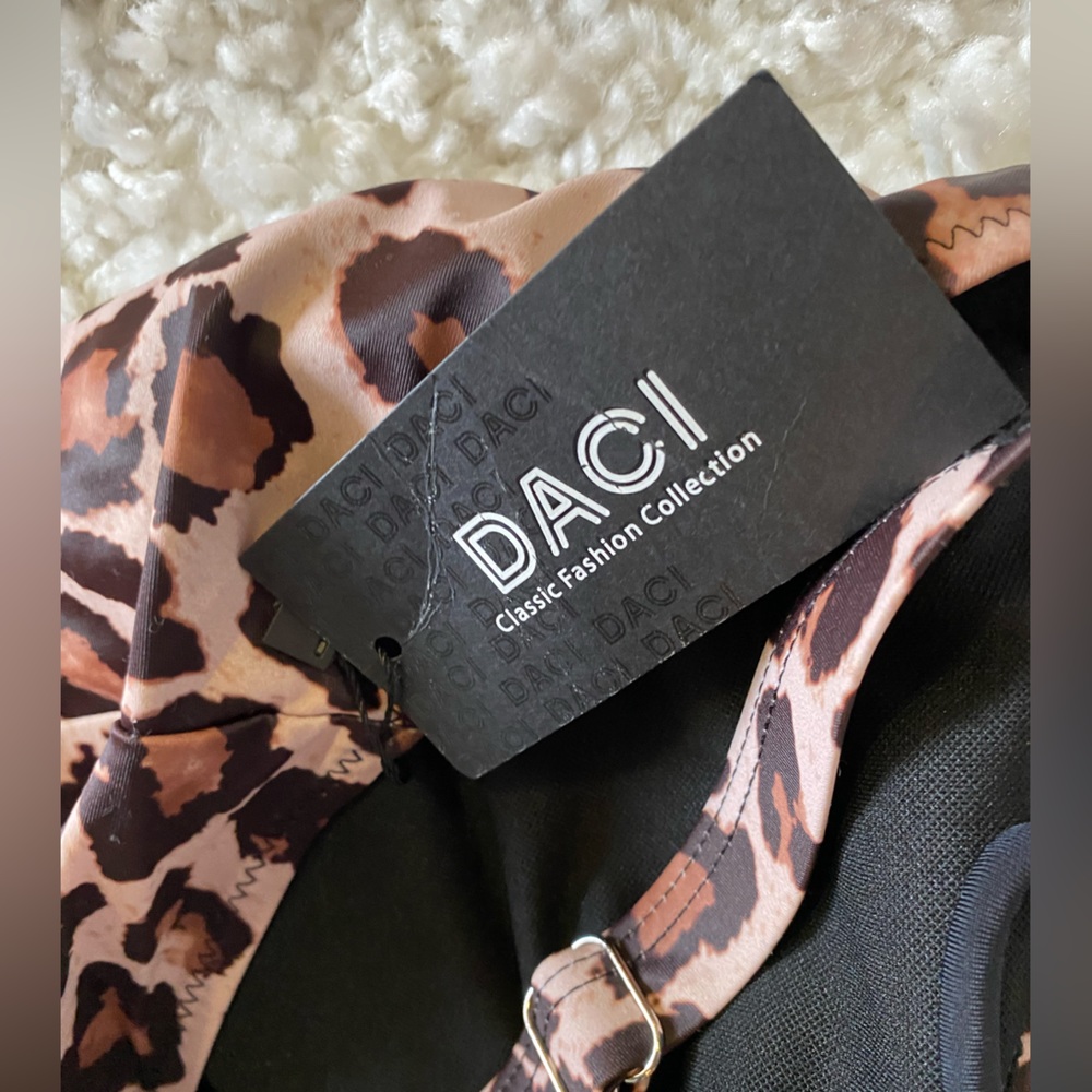 DACI Plus size long tankini swimwear top size 20W animal print & black shear NWT - Picture 5 of 5
